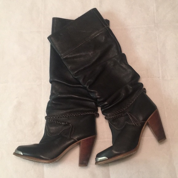 Zodiac Shoes - Zodiac cowgirl heeled black leather boots Size 6